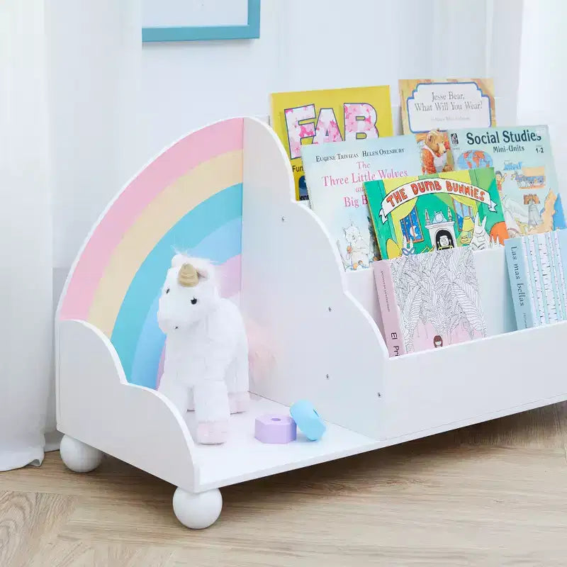 Étagère de présentation en bois à 3 niveaux pour enfants, collection Rainbow