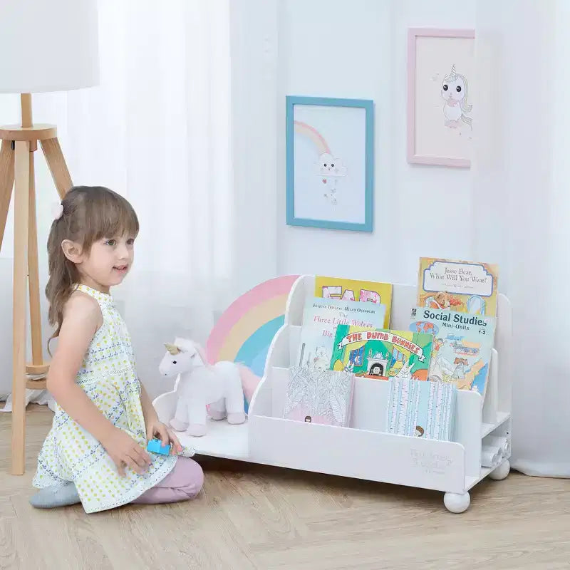 Étagère de présentation en bois à 3 niveaux pour enfants, collection Rainbow
