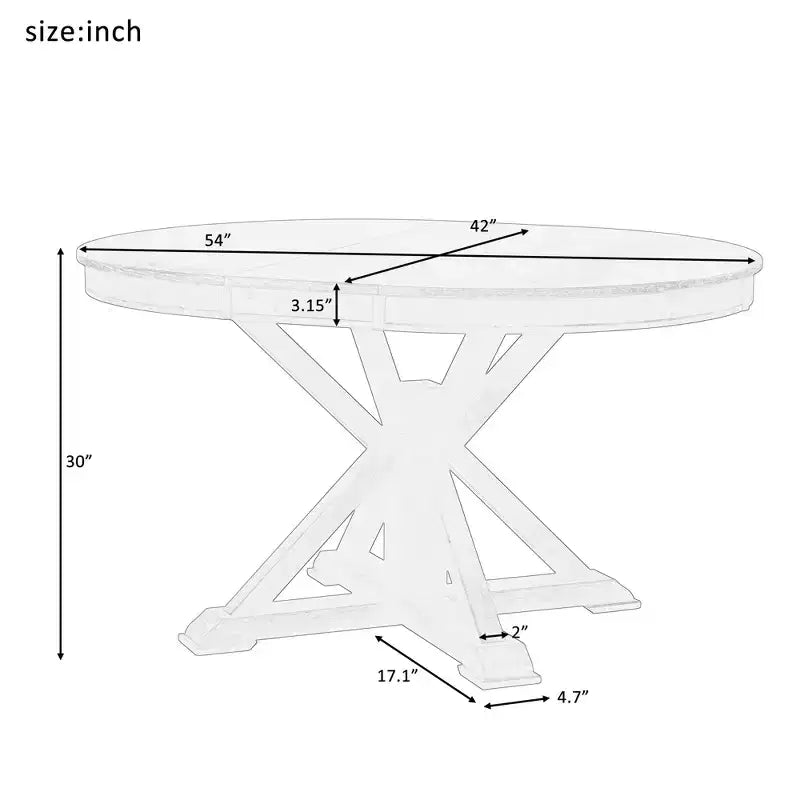 Table à manger ronde rétro extensible avec allonge papillon