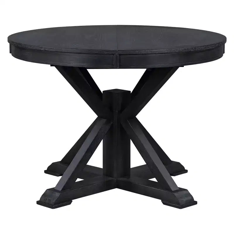 Table à manger ronde rétro extensible avec allonge papillon