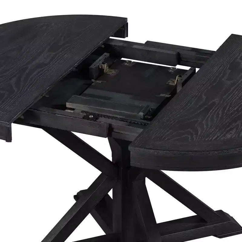 Table à manger ronde rétro extensible avec allonge papillon