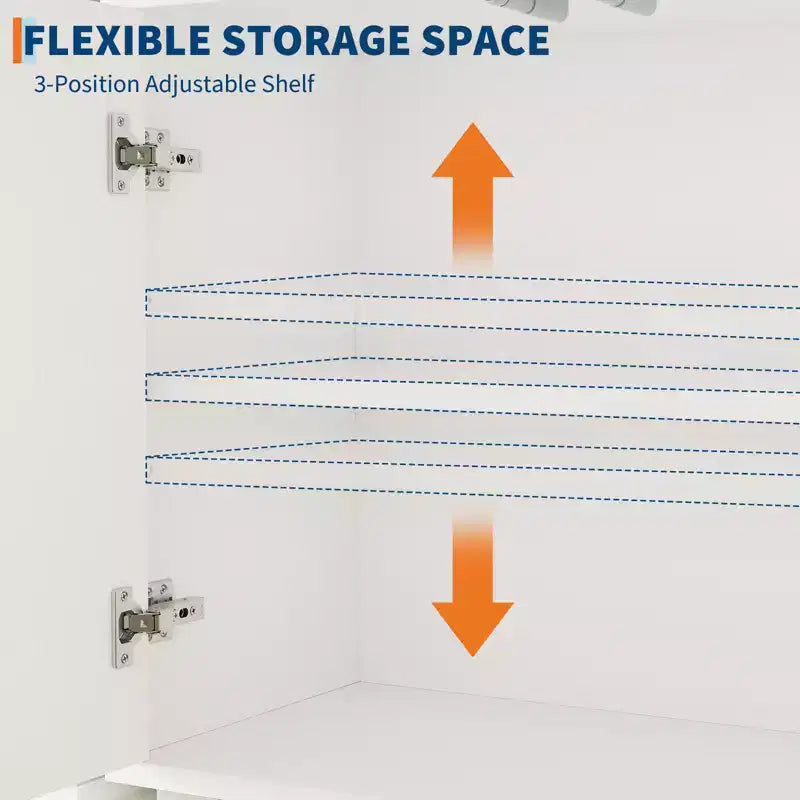 Bahut commode avec portes coulissantes et étagères réglables