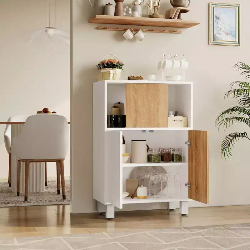 Bahut commode avec portes coulissantes et étagères réglables