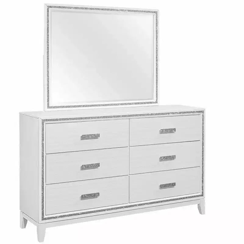 Commode horizontale en MDF de 50,6 cm de haut avec 14 tiroirs, finition blanche