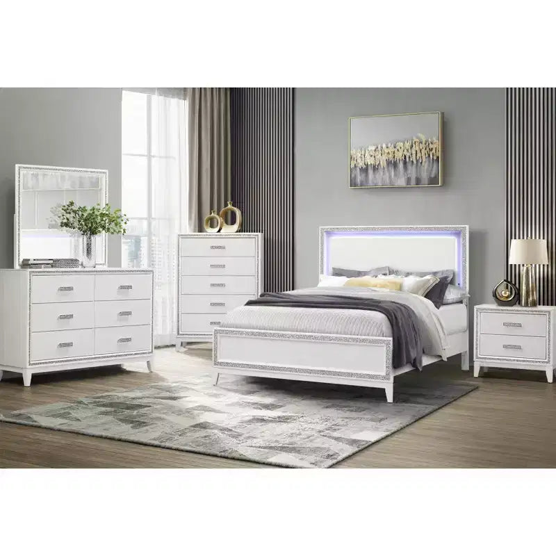 Commode horizontale en MDF de 50,6 cm de haut avec 14 tiroirs, finition blanche