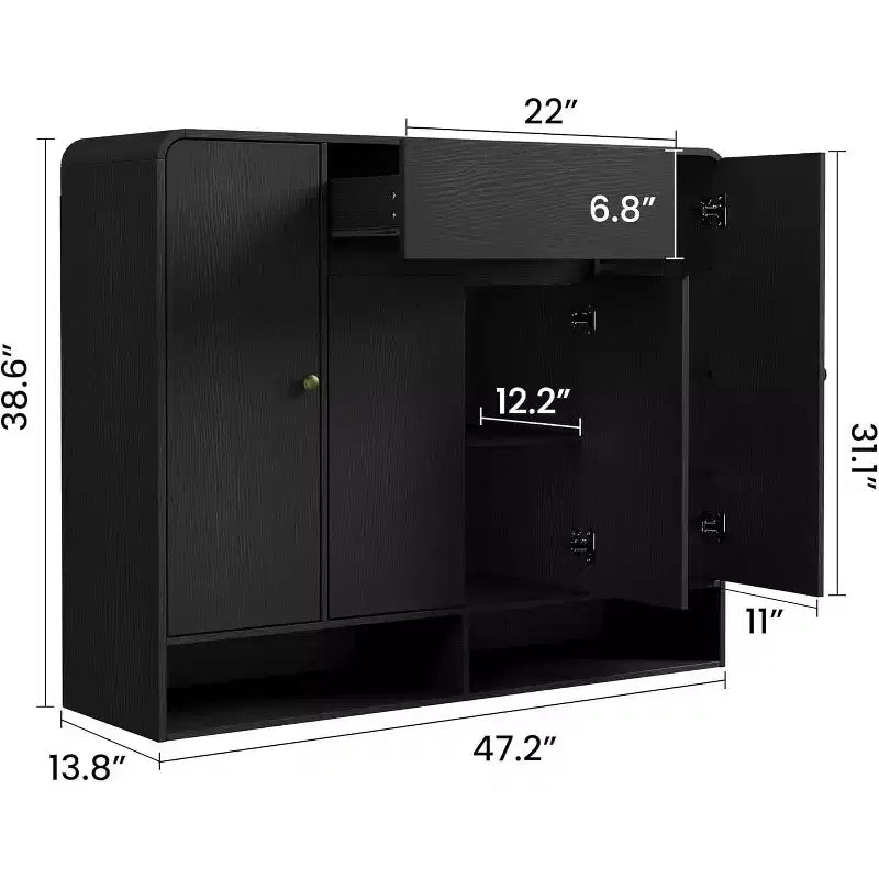 Meuble à chaussures de 120 cm, 4 portes, 1 tiroir, organisateur d'entrée autoportant, pour couloir, salon