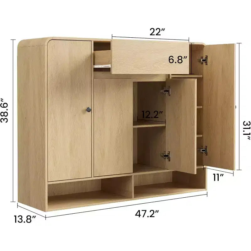 Meuble à chaussures de 120 cm, 4 portes, 1 tiroir, organisateur d'entrée autoportant, pour couloir, salon