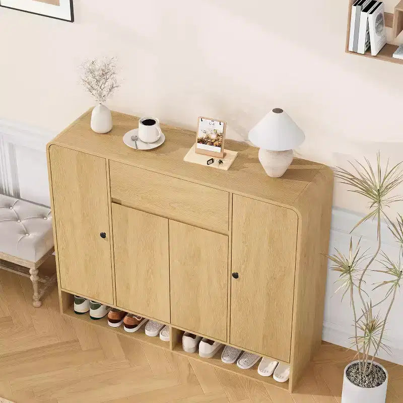 Meuble à chaussures de 120 cm, 4 portes, 1 tiroir, organisateur d'entrée autoportant, pour couloir, salon