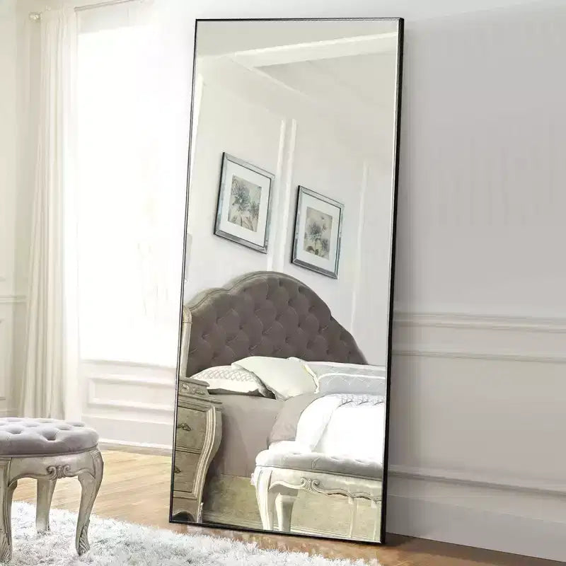 Miroir plein pied autoportant 71H à cadre en métal noir, miroir de salle de bain décoratif 36H pour salon, entrée, chambre, arche/rectangle