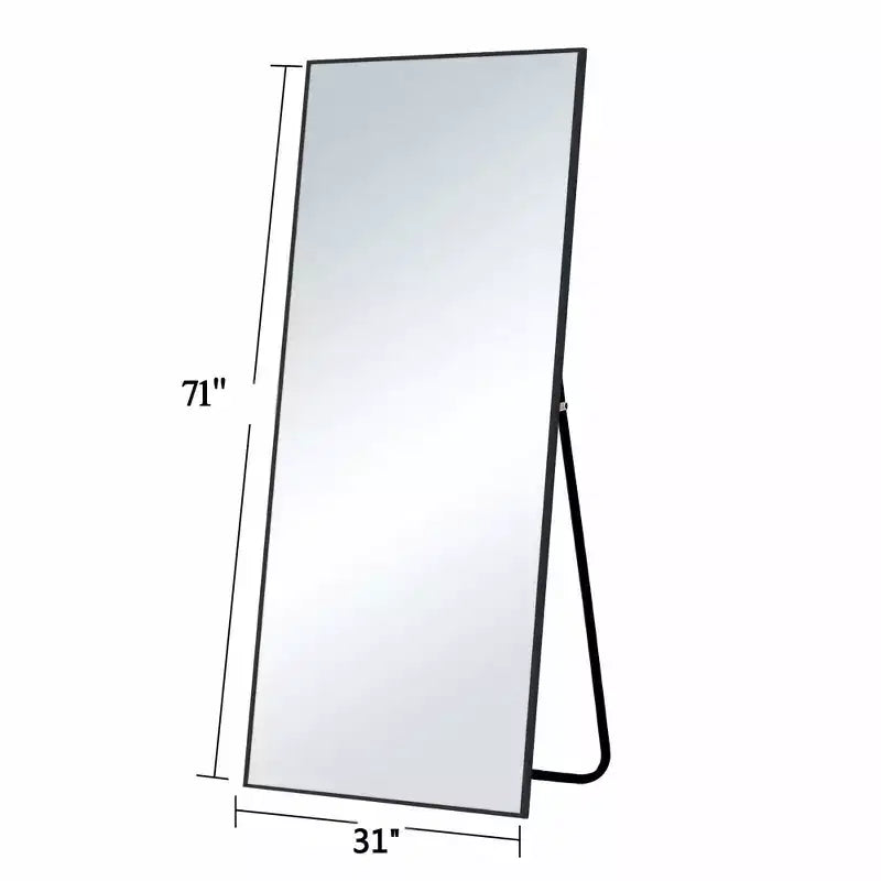 Miroir plein pied autoportant 71H à cadre en métal noir, miroir de salle de bain décoratif 36H pour salon, entrée, chambre, arche/rectangle
