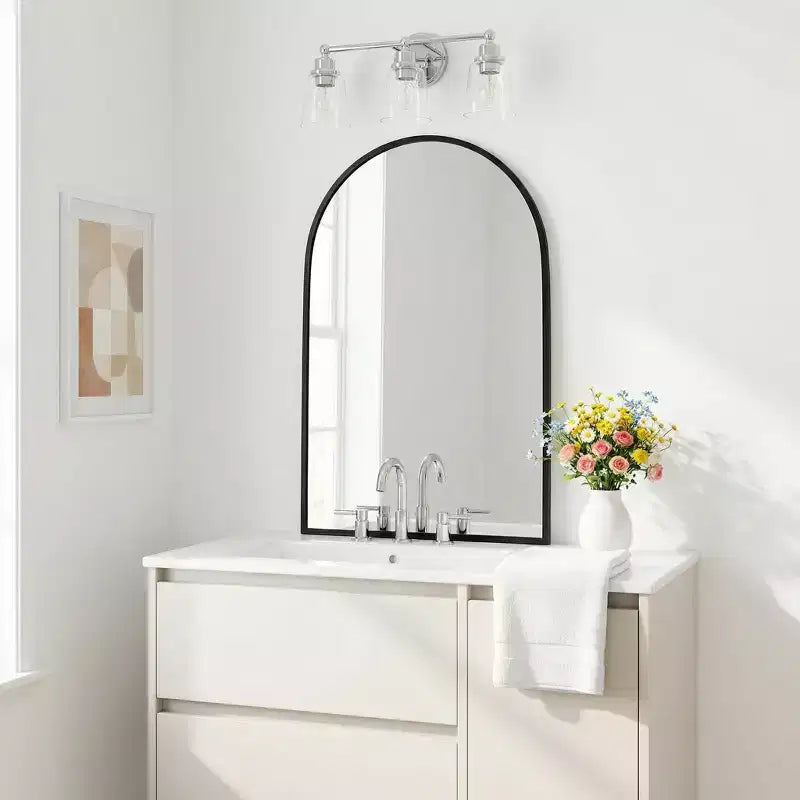 Miroir plein pied autoportant 71H à cadre en métal noir, miroir de salle de bain décoratif 36H pour salon, entrée, chambre, arche/rectangle