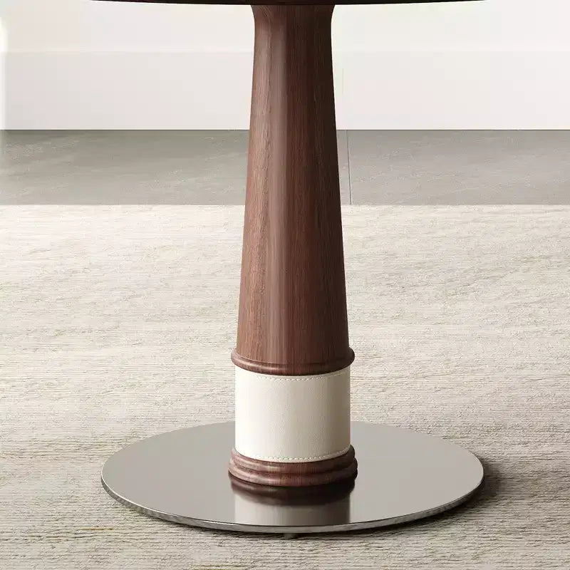 Table à manger ronde en bois massif de 47 pouces avec plateau tournant