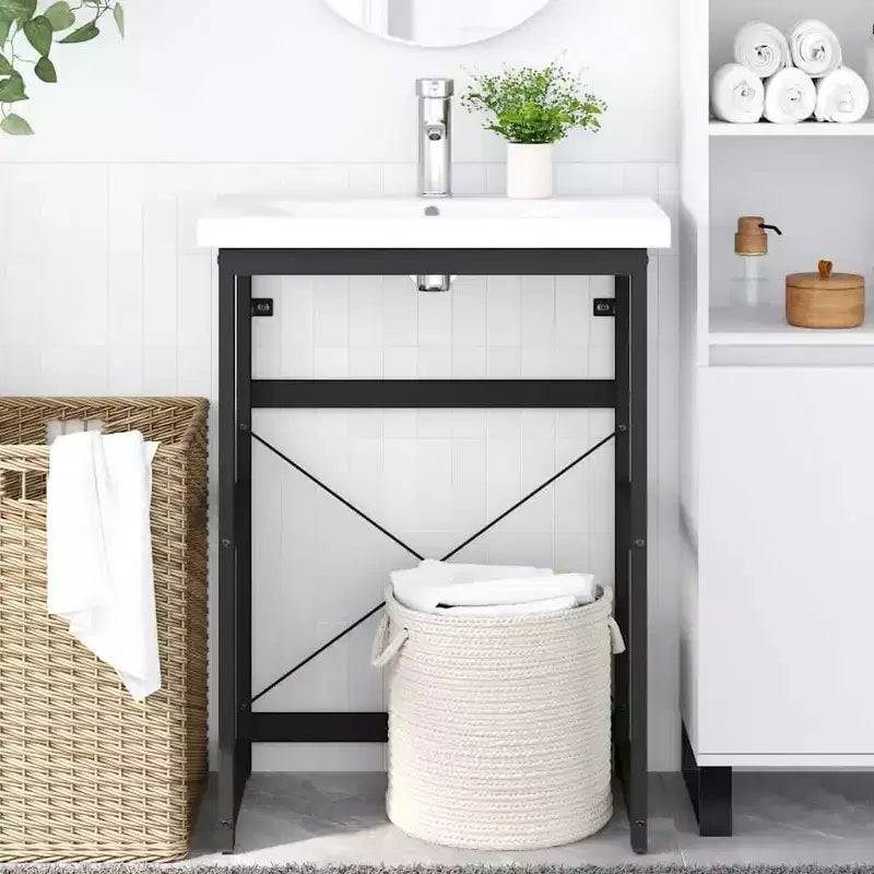 Cadre de lavabo noir en fer thermolaqué 23.2x15.0x32.7 po