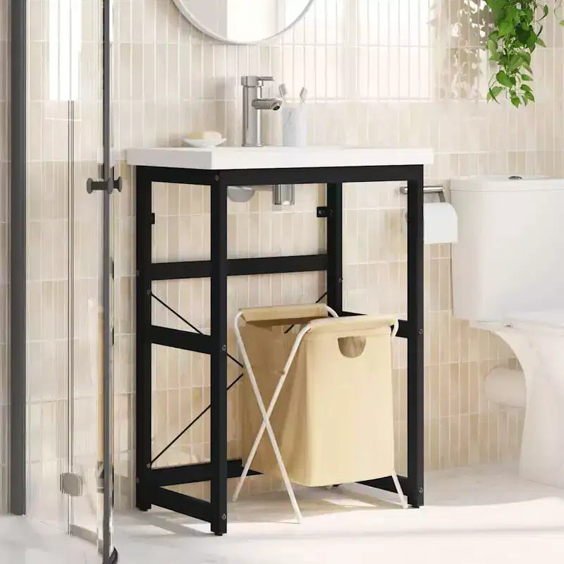 Cadre de lavabo noir en fer thermolaqué 23.2x15.0x32.7 po