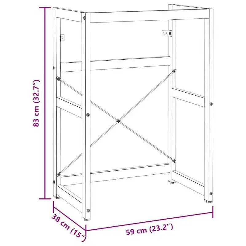 Cadre de lavabo noir en fer thermolaqué 23.2x15.0x32.7 po