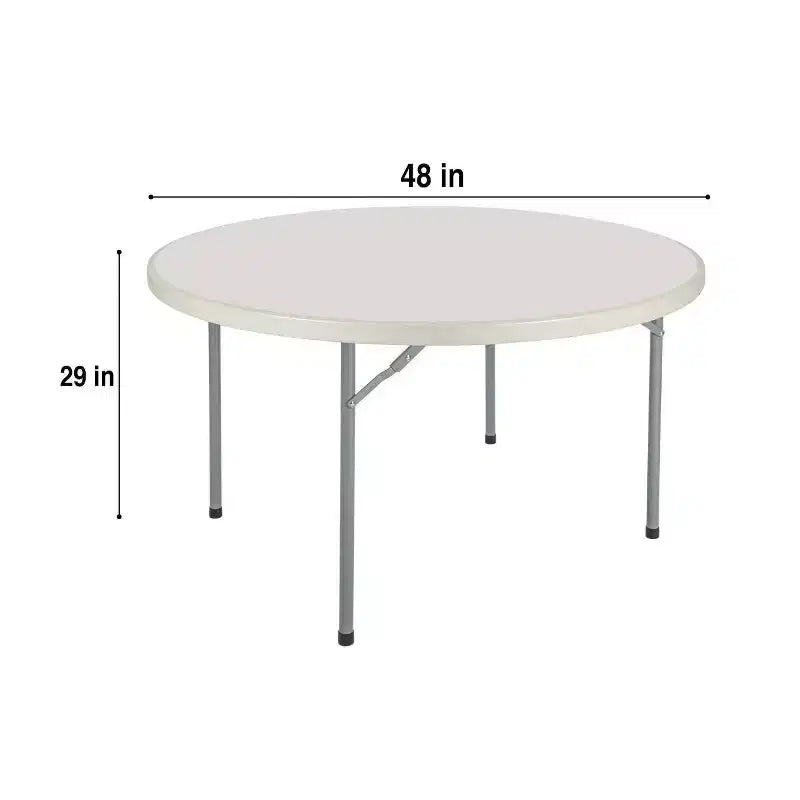 Table de banquet pliante ronde robuste 48 po, gris moucheté -: Intérieur/Extérieur, Résistante aux intempéries