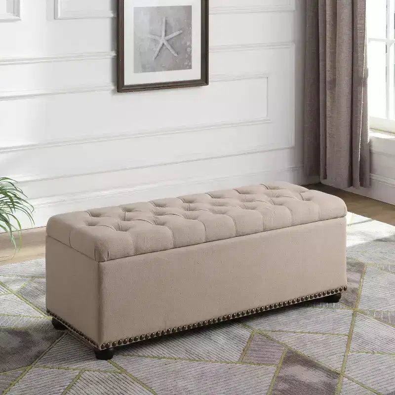 Banc de rangement 3 places, beige chamois
