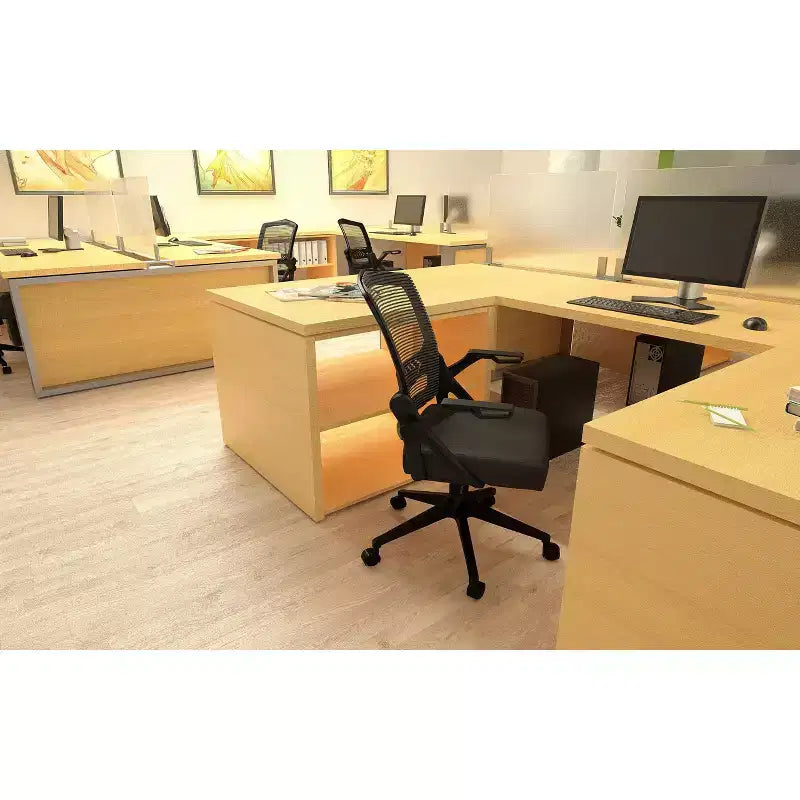 Fauteuil de bureau en maille Flip Arm noir - : pneumatique, pivotant, rembourré, capacité de 125 kg