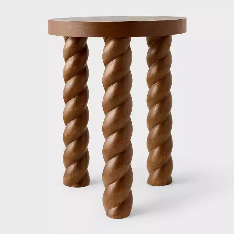 Table d'appoint avec pieds torsadés Noyer - conçue avec