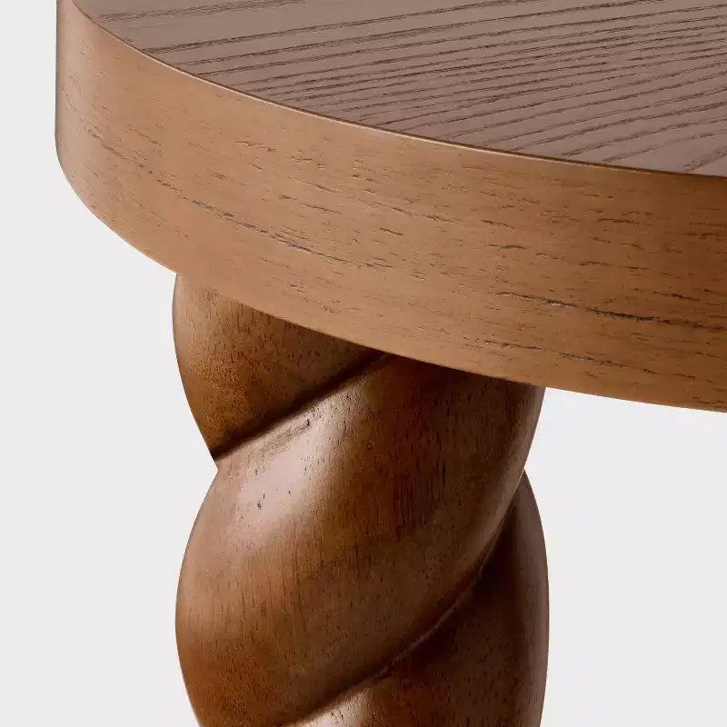 Table d'appoint avec pieds torsadés Noyer - conçue avec